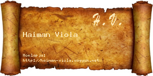 Haiman Viola névjegykártya